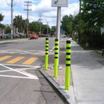 Three bollards installed on public roads