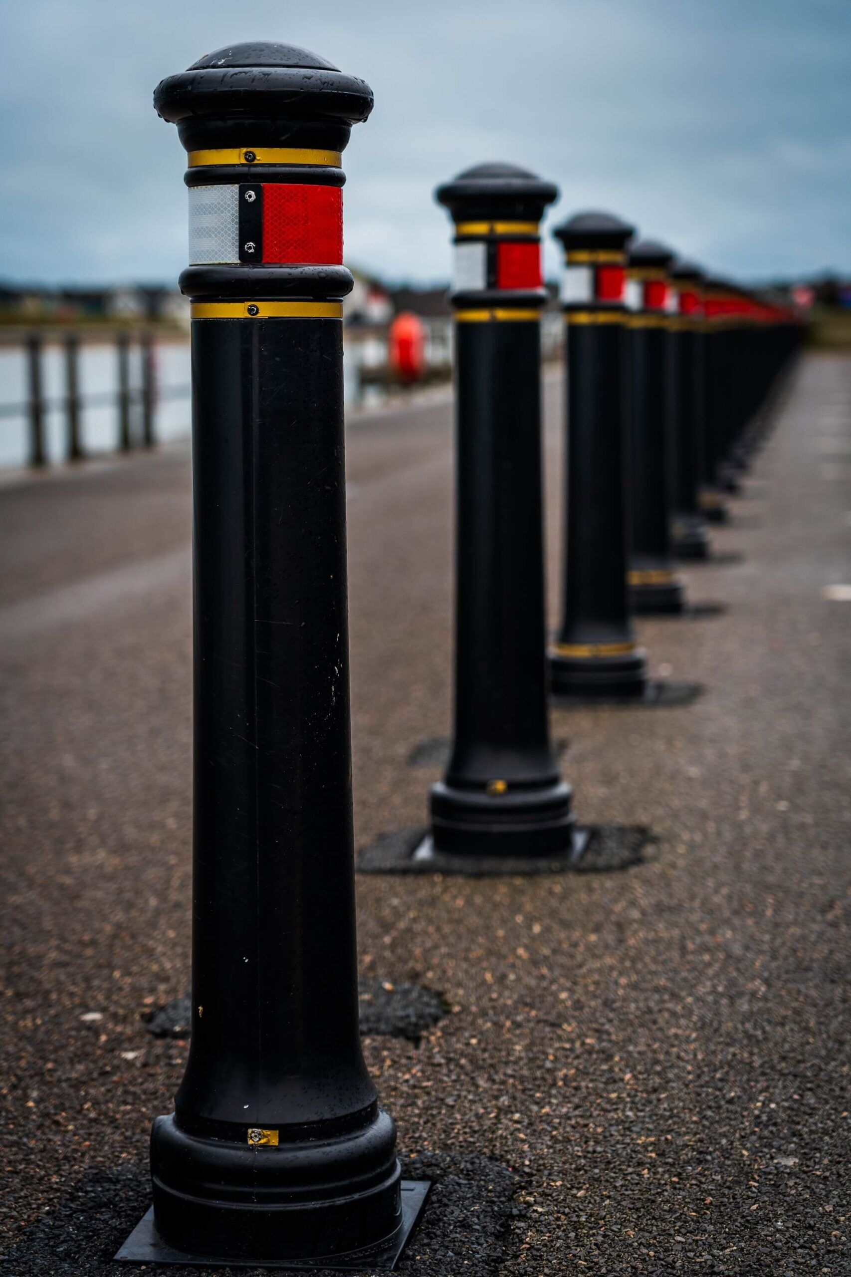 Custom bollards on street