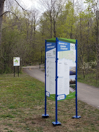 A wayfinding map sign on posts for pedestrians